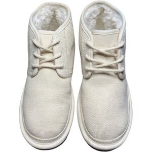UGG Neumel Natural Canvas Lace Up Chukka Ankle Boots Cozy Casual Women's Size 8